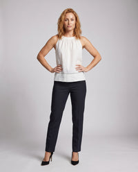 Gabriella Elegant Linen Top with Stand Collar