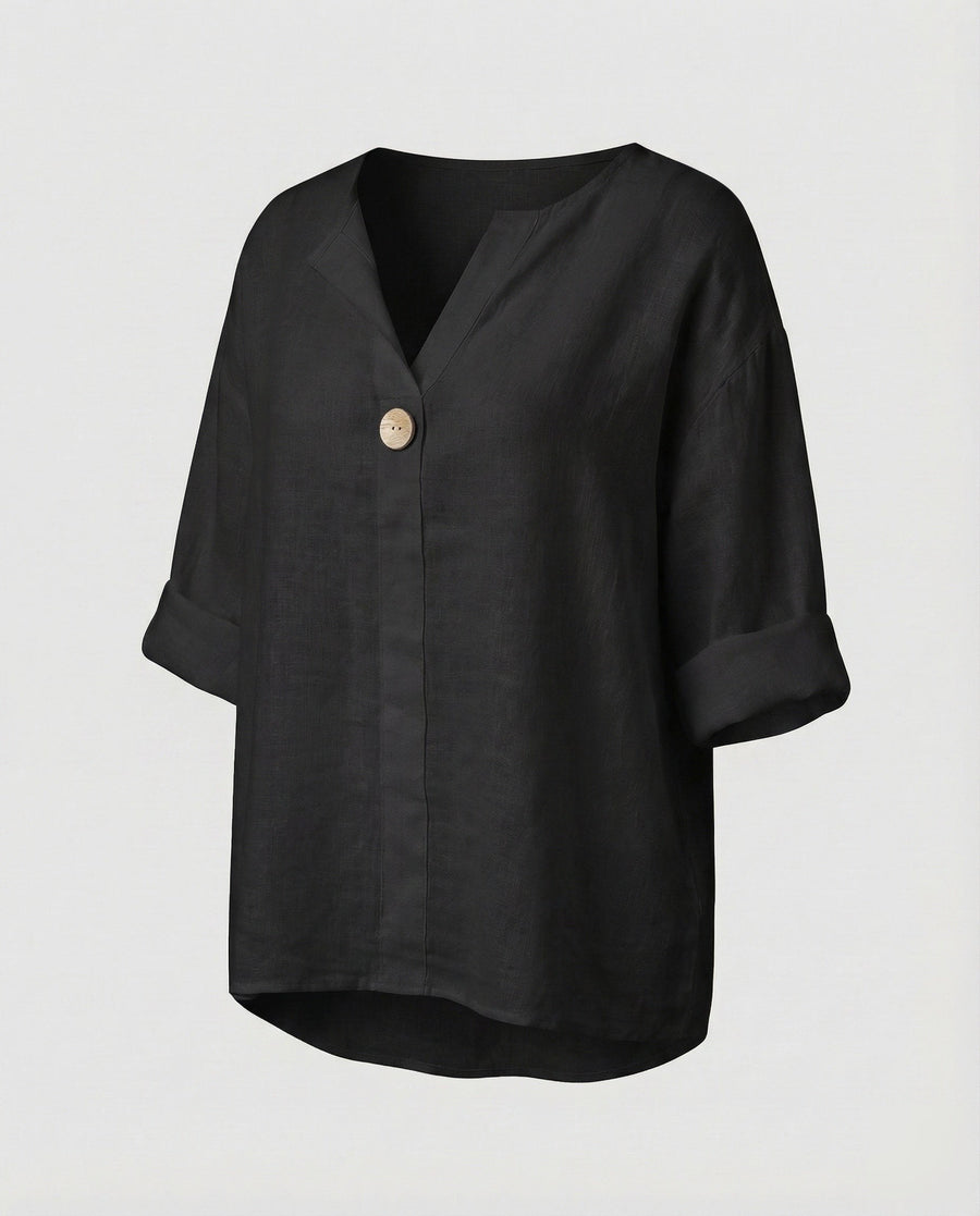 Gabriella Linen Tunic in Black