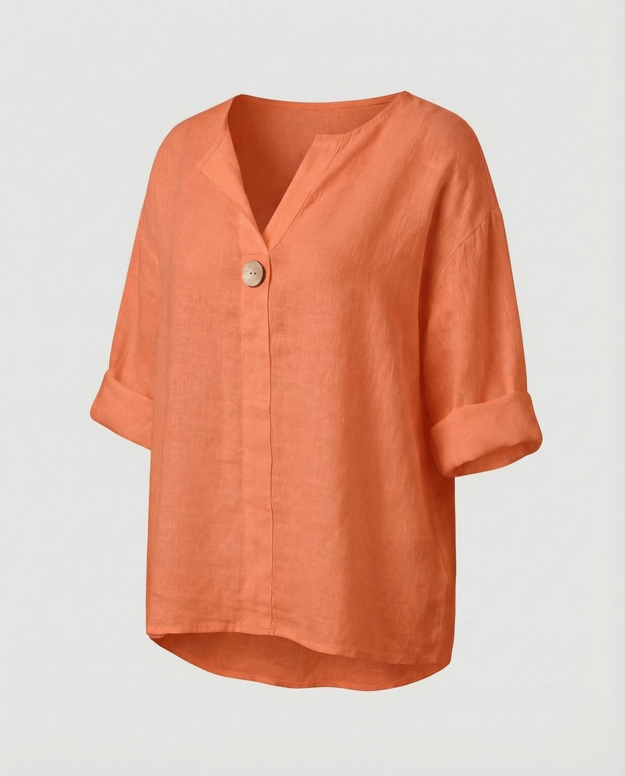 Gabriella Linen Tunic in Orange