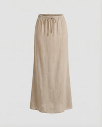 Gabriella Skirt with Drawstring Waist in Beige