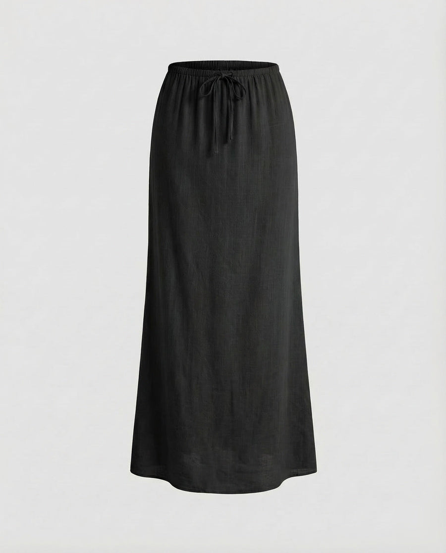 Gabriella Skirt with Drawstring Waist in Black