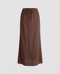 Gabriella Skirt with Drawstring Waist in Brown