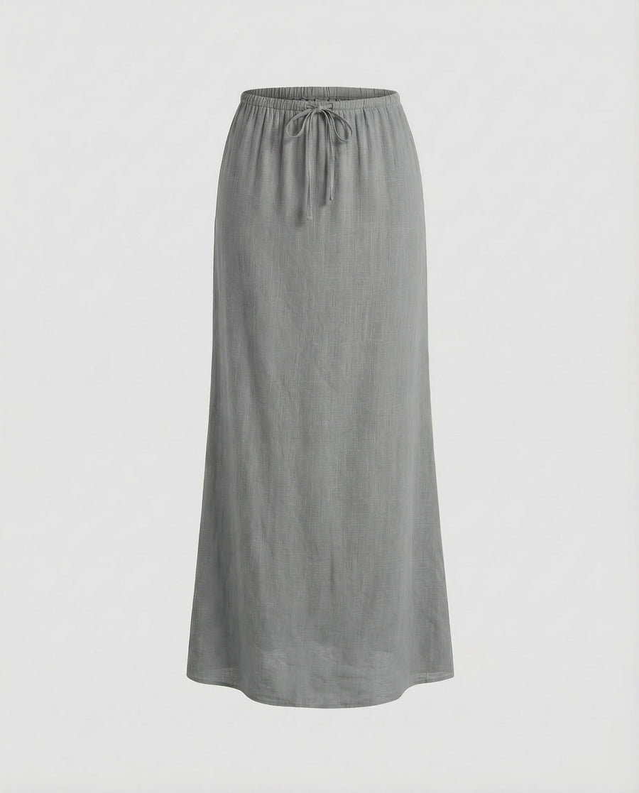 Gabriella Skirt with Drawstring Waist in Grey