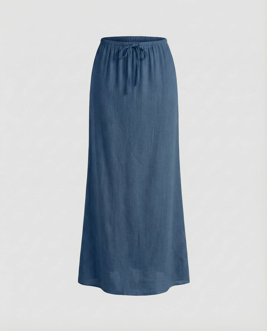 Gabriella Skirt with Drawstring Waist in Navy