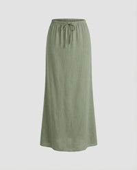 Gabriella Skirt with Drawstring Waist in Olive Green