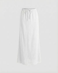 Gabriella Skirt with Drawstring Waist in White