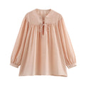 Gaia Airy Blouse with Lace-Up and Ruffles