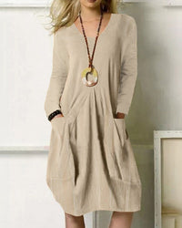 Gaia Dress with Pockets in Khaki