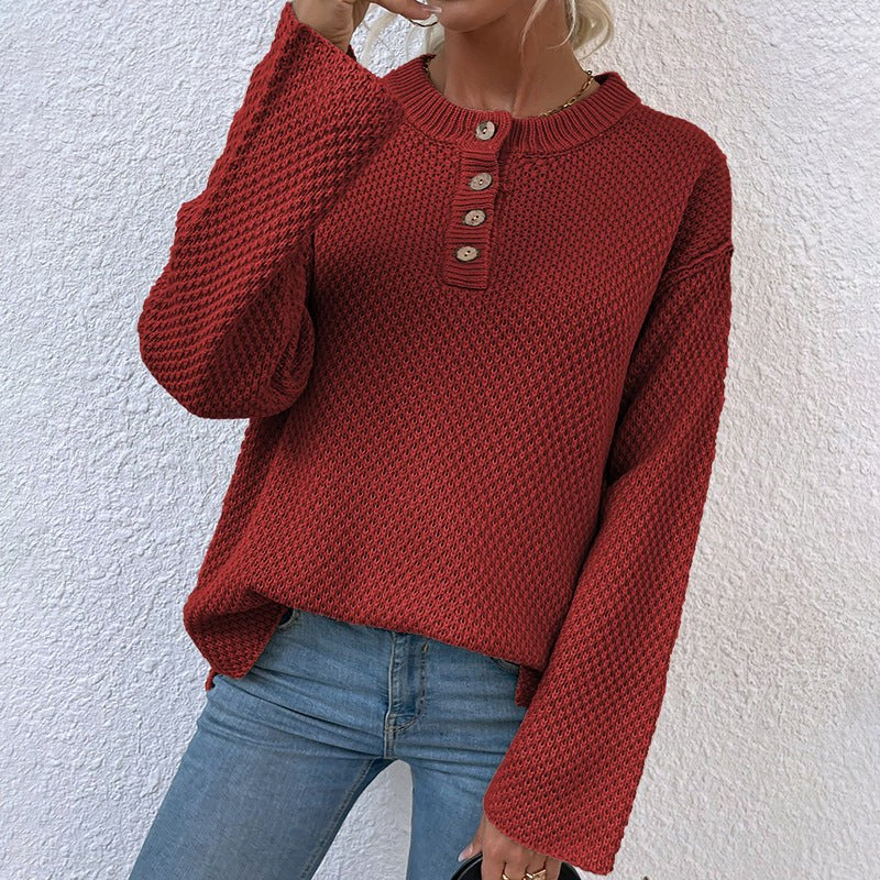Gaia Knit Sweater with Button Front