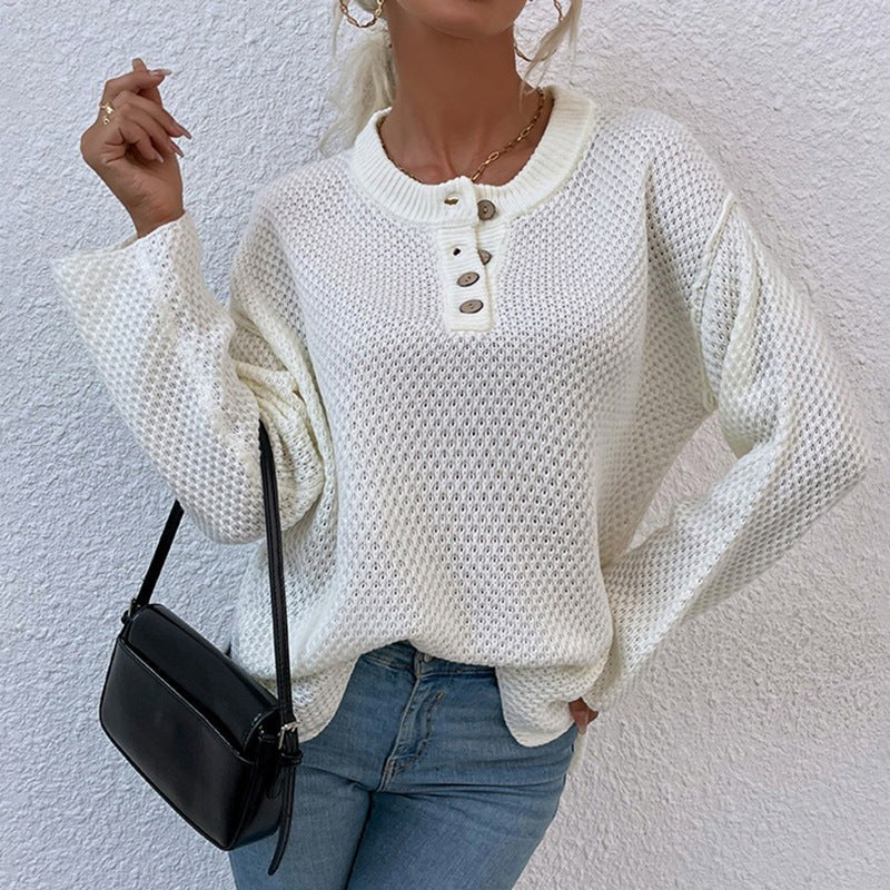 Gaia Knit Sweater with Button Front