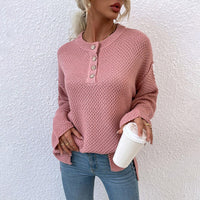 Gaia Knit Sweater with Button Front in Pink