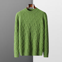 Galway Cable Knit Wool Sweater in Beige