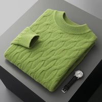 Galway Cable Knit Wool Sweater in Beige