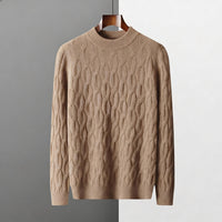 Galway Cable Knit Wool Sweater in Khaki