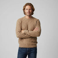 Galway Cable Knit Wool Sweater in Khaki