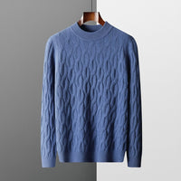 Galway Cable Knit Wool Sweater in Ocean Blue