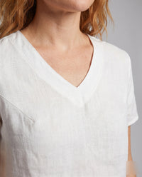 Genevieve Airy Linen Top with V-Neck