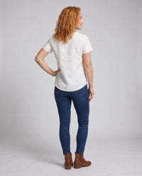 Genevieve Airy Linen Top with V-Neck