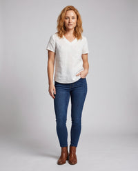 Genevieve Airy Linen Top with V-Neck