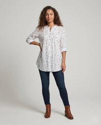 Genevieve Blouse with Stand Collar and Pleated
