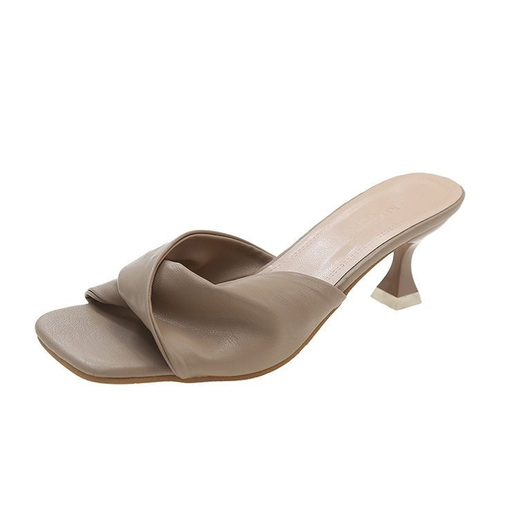Genevieve Elegant Mules in Apricot