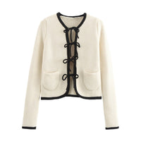 Georgia Elegant Knit Cardigan with Pockets in Ivory