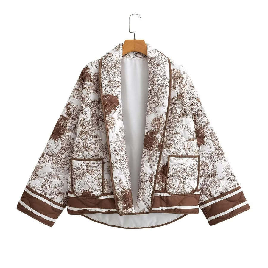Georgia Lightweight Quilted Jacket with Pockets in Khaki