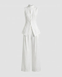 Georgia Linen Shirt Dress in White