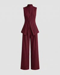 Georgia Linen Shirt Dress in Wine Red