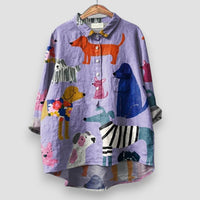 Geraldine™ Women's Shirt with Dog Print in Purple