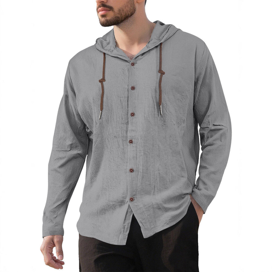 Gerrit Linen Blend Shirt with Button Front and Side Split