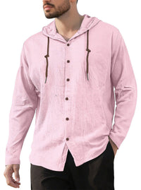 Gerrit Linen Blend Shirt with Button Front and Side Split in Pink