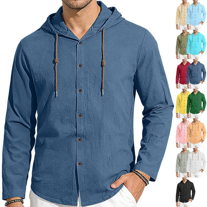 Gerrit Linen Blend Shirt with Button Front and Side Split