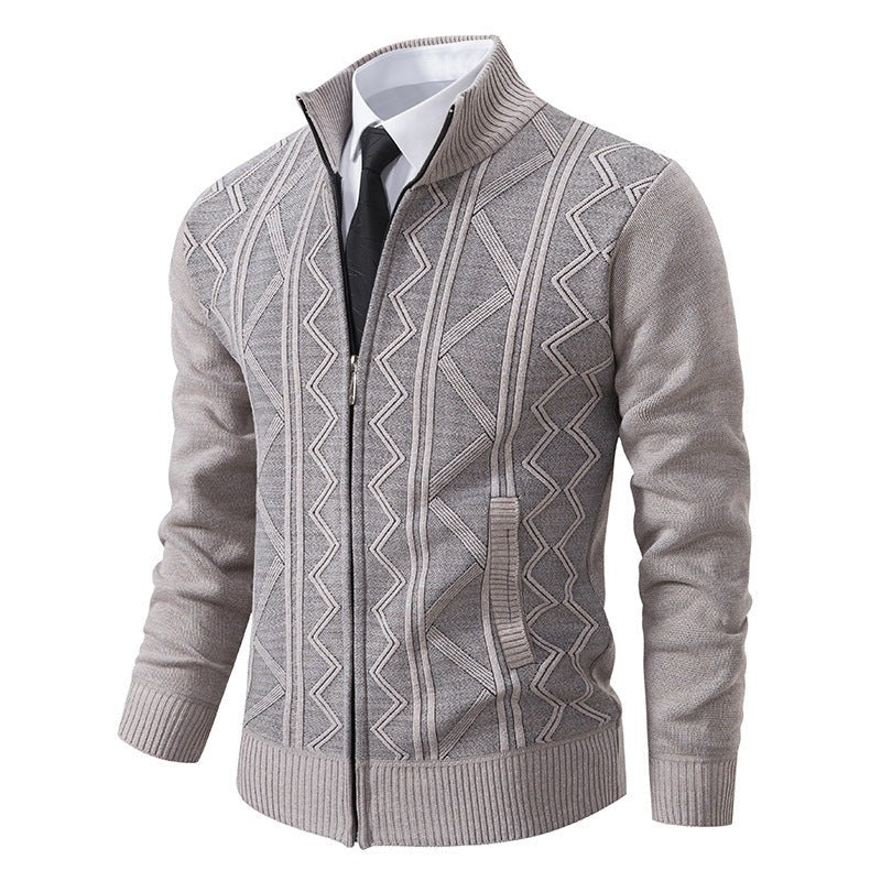 Gerrit Sweater with Zip Front in Beige