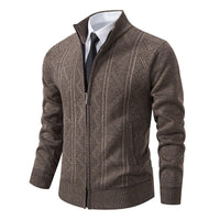 Gerrit Sweater with Zip Front in Brown
