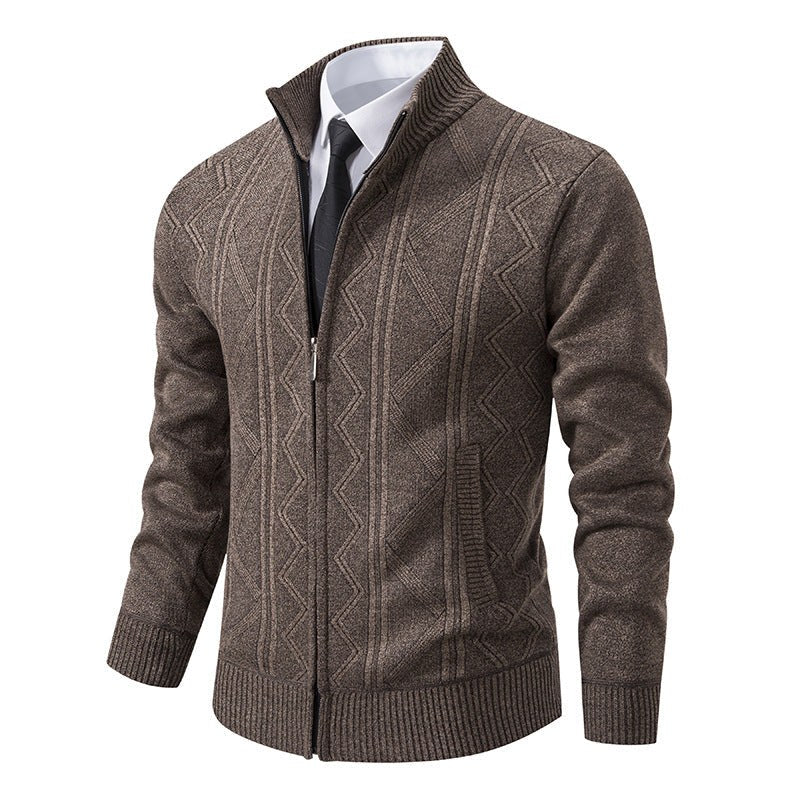 Gerrit Sweater with Zip Front in Brown