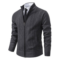 Gerrit Sweater with Zip Front in Dark Grey