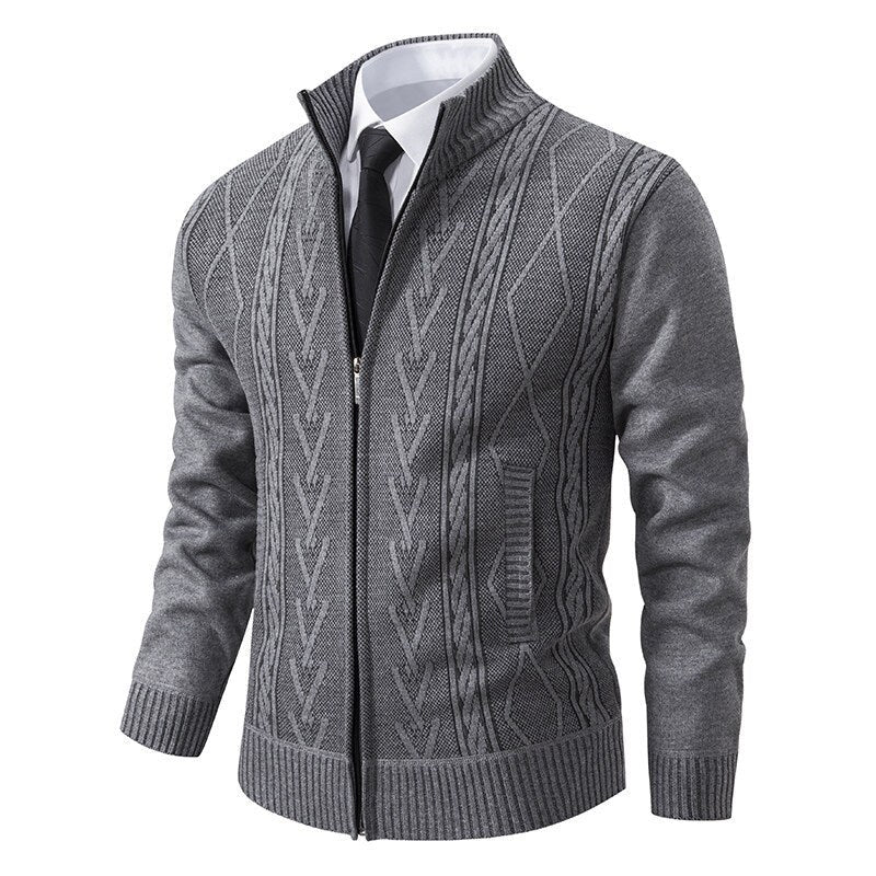 Gerrit Sweater with Zip Front in Navy