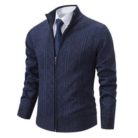 Gerrit Sweater with Zip Front in Navy