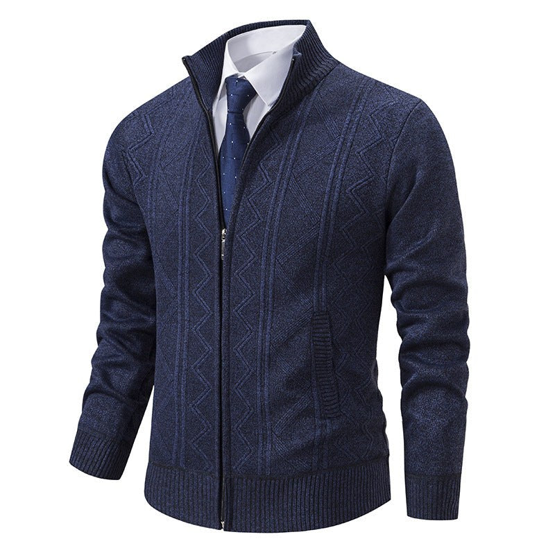 Gerrit Sweater with Zip Front in Navy
