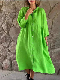 Gertrude Women's Shirt Dress V-Neck Long Sleeve Oversized Maxi Dress