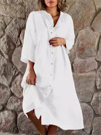Gertrude Women's Shirt Dress V-Neck Long Sleeve Oversized Maxi Dress