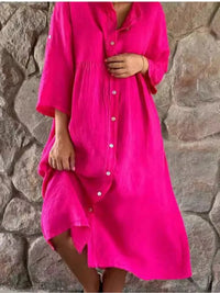 Gertrude Women's Shirt Dress V-Neck Long Sleeve Oversized Maxi Dress