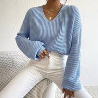 Gia Casual Knit Sweater with V-Neck