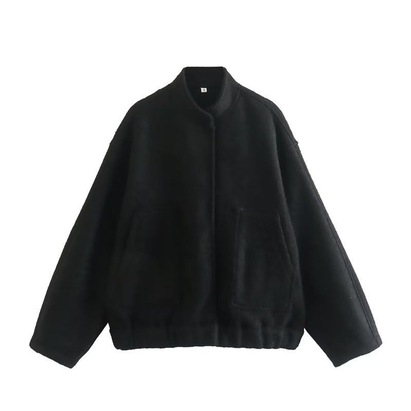 Gia Elegant Jacket with Oversized in Black