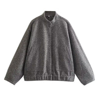 Gia Elegant Jacket with Oversized in Dark Grey