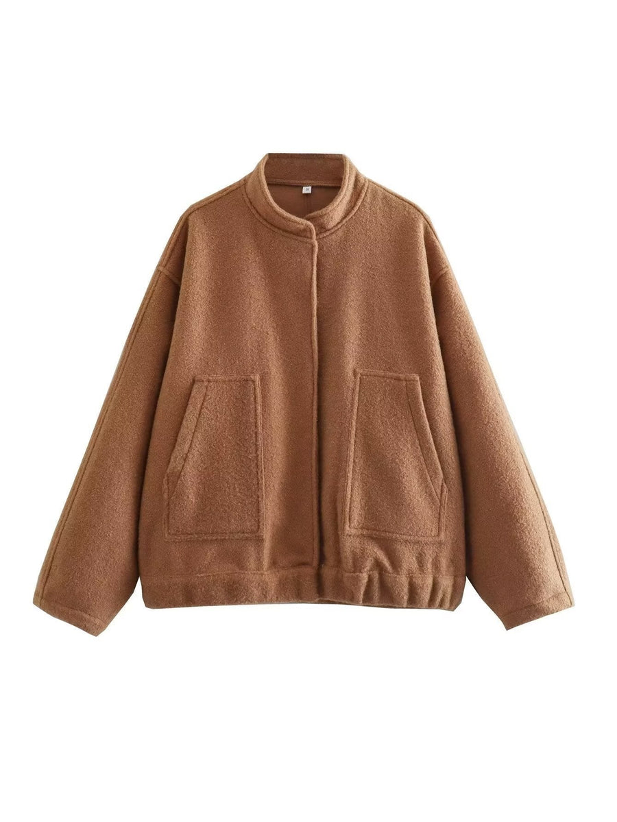 Gia Elegant Jacket with Oversized in Karamell