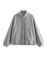 Gia Elegant Jacket with Oversized in Light Grey