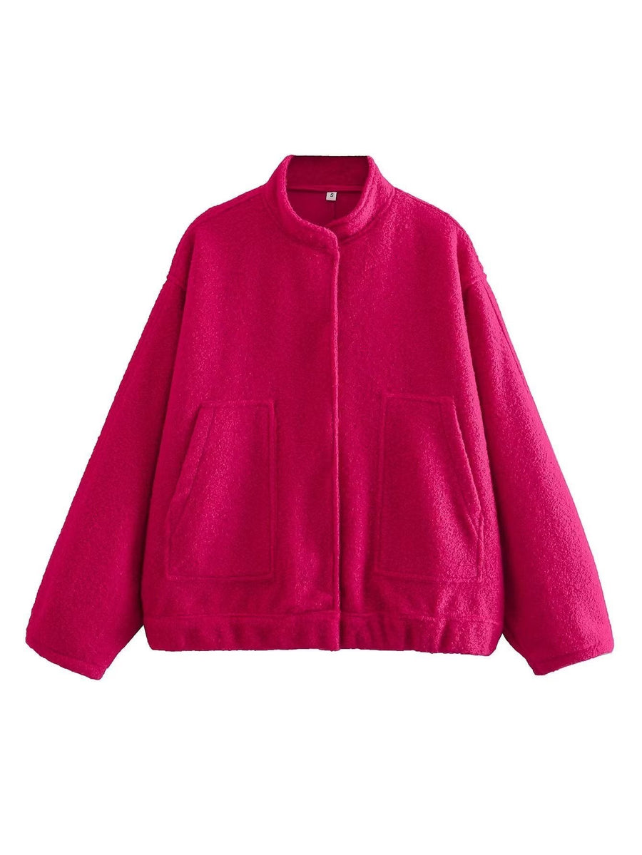 Gia Elegant Jacket with Oversized in Magenta