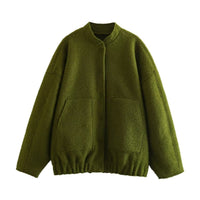 Gia Elegant Jacket with Oversized in Olive Green